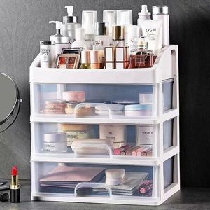Desktop Cosmetic <b>Storage</b> Box <b>Plastic</b> 3 <b>Drawer</b> Transparent Organizer Dustproof Makeup <b>Storage</b> Rack Jewelry Holder Dressing Table - Product Image 2