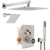 Robinet thermostatique numérique moderne en laiton à double tête, système de douche pluie, cartouche céramique, fixation murale souple pour villa et hôtel