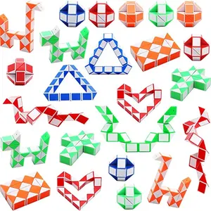 Mainan kubus Fidget ular ajaib 24 blok kubus kecepatan ular Mini