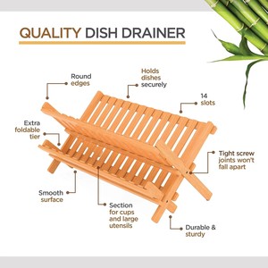 Escurridor de Platos Plegable de Bambú con Diseño en Forma de X para un Escurrimiento Eficiente de Platos y Tazas en Espacios de Cocina Modernos - Product Image 4