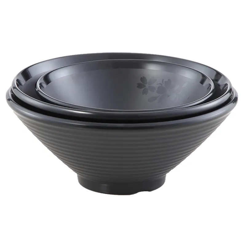 Kunden spezifisches japanisches Geschirr Japanische Nudel PHO Serving Black Melamine Ramen Bowl Set