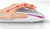 Souris de jeu silencieuse 2,4 G, rechargeable, 1600 DPI, super fine, sans fil, pour ordinateur portable PC