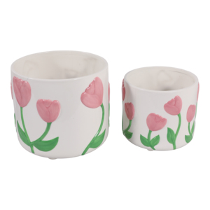 Vasi in Ceramica Dipinti a Mano con Design a Tulipano per Piante da Interno e Decorazione Casa - Product Image 3