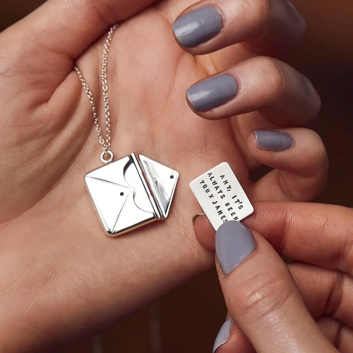 <span class=keywords><strong>Moda</strong></span> özel kişiselleştirilmiş mesaj zarf kolye 925 ayar gümüş kolye kolye özel kart içeriği kadınlar için