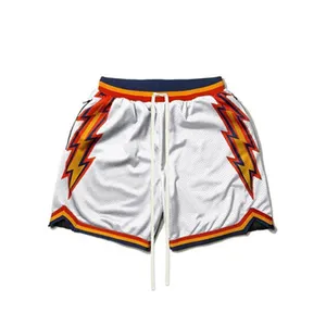 Pantalones cortos de baloncesto de polietileno de doble capa para hombre, pantalones cortos de red de sublimación personalizados