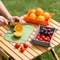 Tapis de table pliable en silicone 2-en-1 isolant thermiquement, style épuré à rayures, anti-brûlures, pour plateau à fruits, coussin isolant thermique