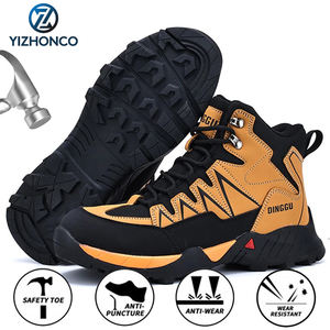 Bottes De Travail De Randonnée Dessus Cuir Semelle Caoutchouc Embout Large Résistantes À L'usure Antidérapantes Extérieur - Product Image 1