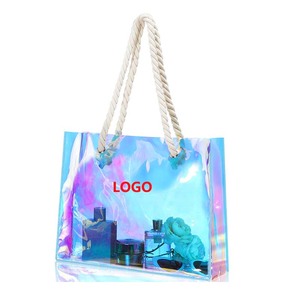 Borsa regalo da spiaggia in PVC trasparente impermeabile trasparente con logo personalizzato - Product Image 2