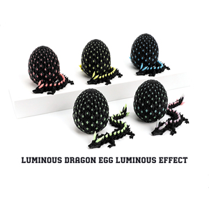 Giocattolo Antistress a Forma di Uovo di <span class=keywords><strong>Drago</strong></span> Stampato in 3D, Effetto Luminescente, Modello Flessibile di Creatura Mitica in Plastica - Product Image 1
