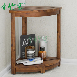 Étagère d'angle pour salle de bain Green Bamboo Guest Corner, en bois massif, 30 cm, étagère de rangement multi-usages pour salle de bain et douche - Product Image 1