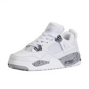 Baskets de basketball tendance style Hong Kong en maille à lacets, amortissantes, légères et antidérapantes, avec doublure en cuir véritable pour hommes et femmes - Product Image 1