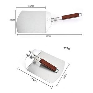 Pelle à pizza pliable en acier inoxydable de 14 pouces avec manche en bois et coupe-pizza, accessoires pour four - Product Image 2