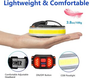 LINLI lampe frontale Rechargeable COB bande de projecteur LED bandeau lampe frontale pour l'extérieur avertissement d'urgence course Camping - Product Image 2