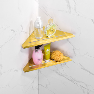 Estante de Esquina de Latón para Pared, Estante de Almacenamiento Triangular para Baño, Diseño Escandinavo, Estante de Metal Resistente - Product Image 3