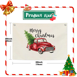2.5*1.6 FT Christmas Theme Christmas Tree Canvas <b>Flag</b> Comes with 2 Copper Buckles - Product Image 2