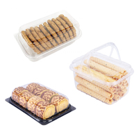 Boîte d'emballage alimentaire jetable transparente pour pâtisserie, plateau en plastique pour biscuits de boulangerie