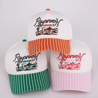 Casquette de baseball réglable à 5 panneaux avec logo personnalisé, visière rayée, style vintage rétro, haute qualité, pour l'extérieur