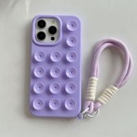 Support mural mains libres pour selfie, coque de téléphone en silicone à ventouse pour iPhone 18 17 16 15 14 13 Pro Max avec sangle de suspension