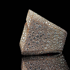 แหวนผู้ชาย GEMLOVE เครื่องประดับฮิปฮอป สแตนเลสสตีลเงาสีเงินสีทอง แฟชั่นประดับเพชรเต็มวง - Product Image 6