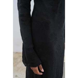 Robe longue en maille florale Sobe, col rond, coupe ample, transparente, noire, robe décontractée pour tous les jours - Product Image 4