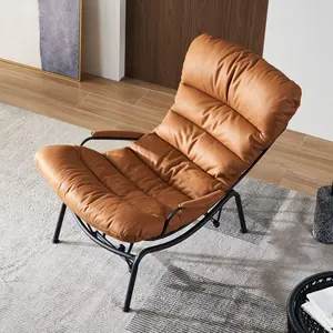 Kursi goyang bingkai baja balkon santai dalam ruangan, kursi goyang dengan sandaran kaki murah dengan sandaran kaki