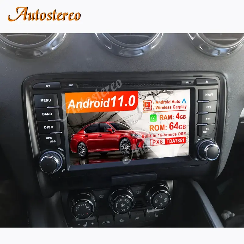 Android 11 4 + 64GB araç DVD oynatıcı oynatıcı GPS navigasyon Audi TT 2006-2012 için otomobil radyosu Stereo multimedya oynatıcı kafa ünitesi ips ekran