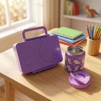 Boîte à lunch moderne en PP sans BPA, étanche avec couvercle en PP, 2 compartiments, chauffable, logo personnalisé OEM