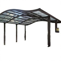 Abri de voiture moderne de luxe pour l'extérieur, résistant au vent et à la neige, avec toit arqué en PC et aluminium, auvent de garage