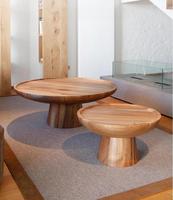 Ensemble de tables basses modernes en teck massif de style nordique, hauteur réglable, avec plateau en verre, pour salon et mobilier de maison (vente en gros)