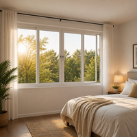 Ventana Corredera de Aluminio Moderna con Función Insonorizante, Diseño Minimalista, Ventanas Corredizas de Vidrio Grandes Personalizadas para Jardín Exterior de Villa