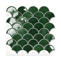 Azulejos Adhesivos 3D con Diseño de Escamas de Pescado, Revestimiento de Pared Removible para Cocina, Color Verde
