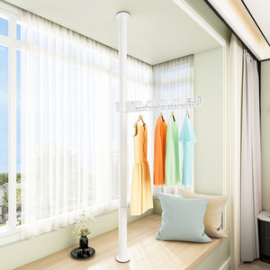 Floor Standing <b>Clothes</b> Drying <b>Rack</b> Telescopic Rod No Drilling Required For Bedroom Balcony Window Use - Product Image 4