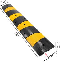 Reductor de velocidad de caucho sólido negro y amarillo de alta resistencia de 1830 mm de longitud con capacidad de carga de 20 toneladas y antipresión para seguridad vial
