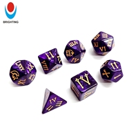 7 dés DND en acrylique violet nacré, chiffres romains, icônes uniques, multicolores pour Dungeons & Dragons DND RPG, composants de jeu de société