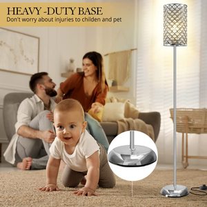 Lampe <span class=keywords><strong>sur</strong></span> <span class=keywords><strong>pied</strong></span> moderne avec abat-jour en cristal, interrupteur au <span class=keywords><strong>pied</strong></span> LED marche/arrêt, poteau réglable en hauteur pour salon et <span class=keywords><strong>chambre</strong></span> à coucher - Product Image 3
