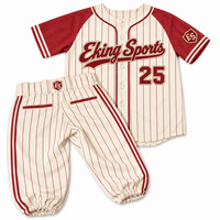 Ensemble de baseball en twill à rayures fines orange avec impression par sublimation, patchs appliqués personnalisés, short et chemise d'uniforme de baseball d'été