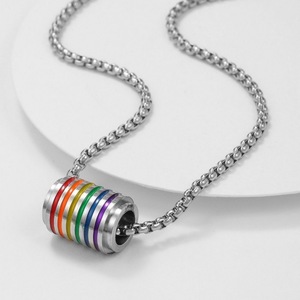 클래식 로마 숫자 목걸이 도매 게이 프라이드 레인보우 목걸이 스테인리스 스틸 LGBT 우정 목걸이 - Product Image 3
