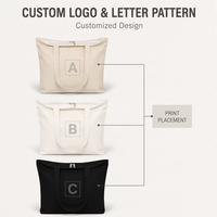 Sac fourre-tout en toile de coton recyclé imprimé sur mesure avec fermeture éclair, logo personnalisé, sac de courses réutilisable, vente en gros