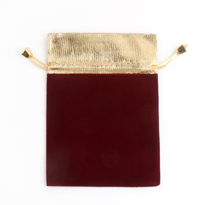 Bolsa de Terciopelo con Cordón y Borde Dorado para Empaque de Joyería de Boda, Reciclable, Venta al Por Mayor - Product Image 2