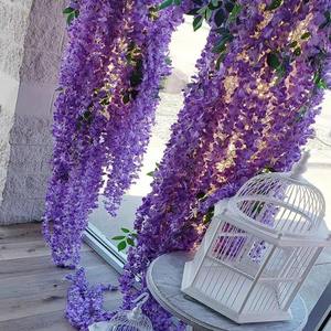 4ชิ้น7.2ft/ชิ้นเทียม Wisteria Garland-สีม่วงสีขาวแสงสีชมพูแขวนดอกไม้เถา - Product Image 6