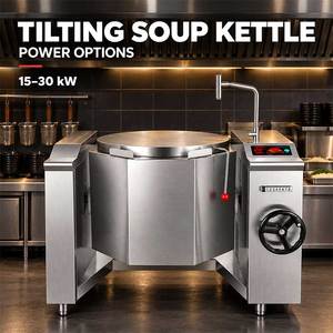 Commercial <b>Induction</b> Tilting Soup <b>Kettle</b> With Flip Top Lid 15-30KW Food Grade Stainless Steel Soup Sauce Cooking Pot For Restaur - Product Image 4