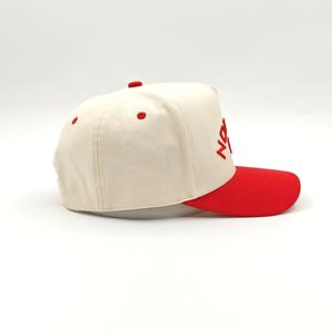 หมวกแก๊ปปักโลโก้สั่งทำขายส่ง หมวกแฟชั่น 5 แฉก สองสี ปีกโค้ง ทรง Trucker ลาย Dobby Argyle ลายผลไม้ - Product Image 6