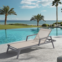 Ensemble de meubles de jardin en plein air très vendu chaise longue avec cadre en aluminium et mailles en bois pour hôtels Sun Beach Patio Pool