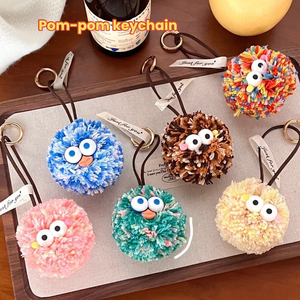 Llaveros de Peluche <span class=keywords><strong>Kawaii</strong></span> de Anime con Pompón de Pelo, Juguetes y Colgantes Ecológicos para Mochila - Product Image 3