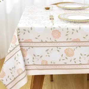 Tovaglie in vinile per tavoli rettangolari copertura della tavola impermeabile rosa floreale tovaglia resistente tovaglia per cucina all'aperto