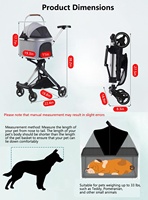 Cochecito Plegable para Mascotas de 4 Ruedas, de Aluminio y Acero, con Tela Oxford, Portátil, para Perros Pequeños/Medianos y Gatos, 3 en 1, Multifuncional, Carga Máxima