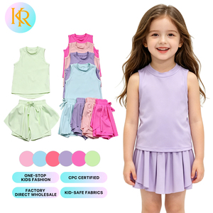 KERUI Set Due Pezzi per Bambine, 77% Nylon 23% Spandex, Completo Casual Traspirante con <span class=keywords><strong>Pantaloncini</strong></span> da Yoga, Set Sportivo Morbido per Bambini - Product Image 1