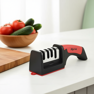 Afilador de cuchillos Myrva de grano grueso, herramienta manual de acero inoxidable para afilar cuchillos de metal, solo lavar a mano. - Product Image 2