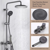 Ensemble de douche mural moderne en laiton chromé poli avec robinets de douche à cartouche céramique, barre de douche coulissante souple et jet de massage