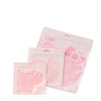 Sacs refermables transparents roses à motif chaton de dessin animé, sacs refermables pour bijoux, vente en gros